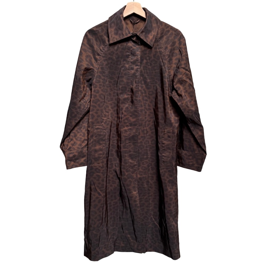 NWT Mycra Pac Tour Womens Leopard Print Bronze Rain Trench Coat‎ Jacket Size M/L